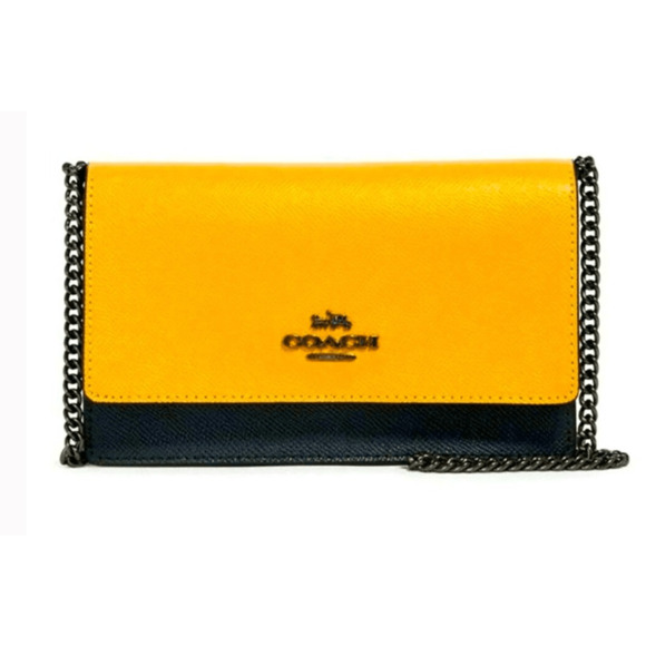 Coach Convertible Belt Bag Yellow Color block Leather Handbag - Picture 1 of 12